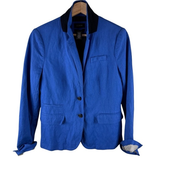 J Crew Schoolboy Blazer Cobalt Blue Classic 2 Button Jacket Size 6 - Picture 3 of 8